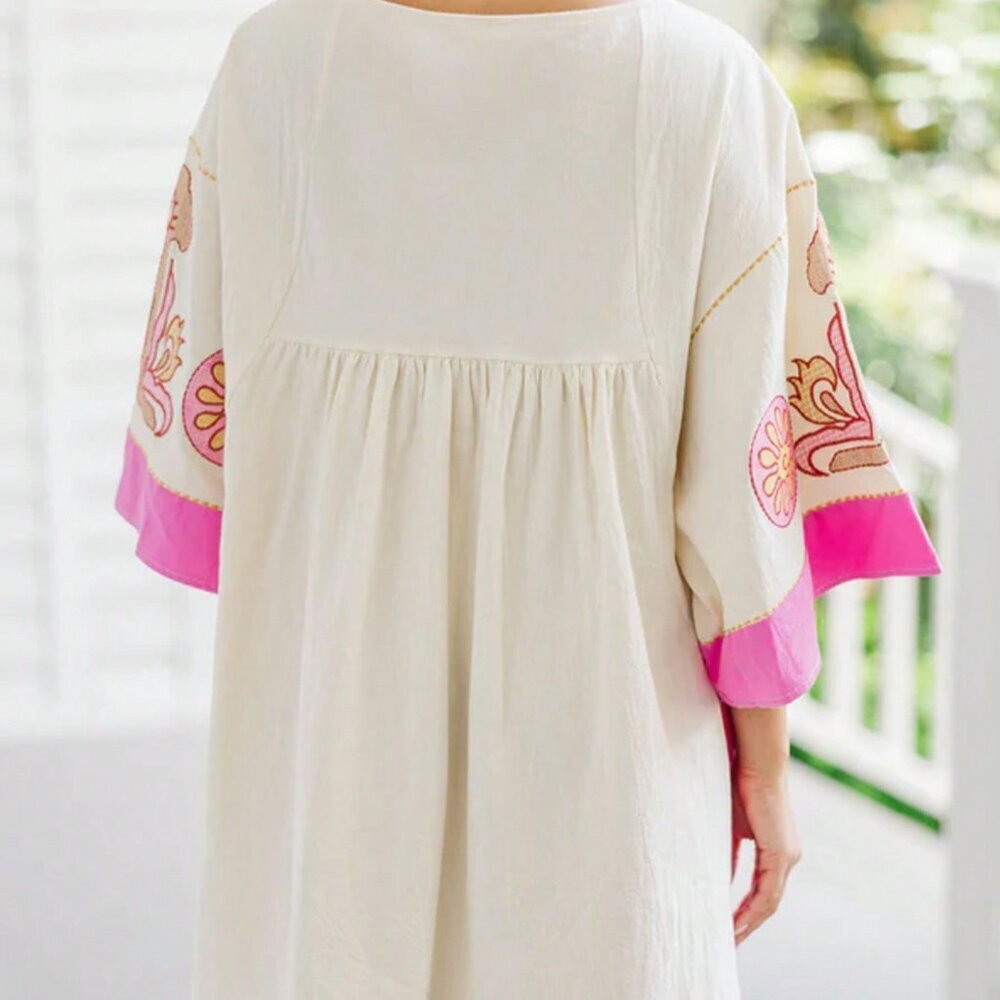 Pink Bohemian Women's Floral Vacation Dress - Picture 2 of 5